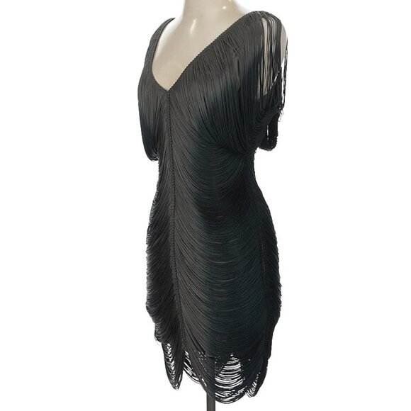 LIA KES Draped Fringe Dress New York Mini Short Mini Ombre Blue Grey Black XS - Picture 2 of 13